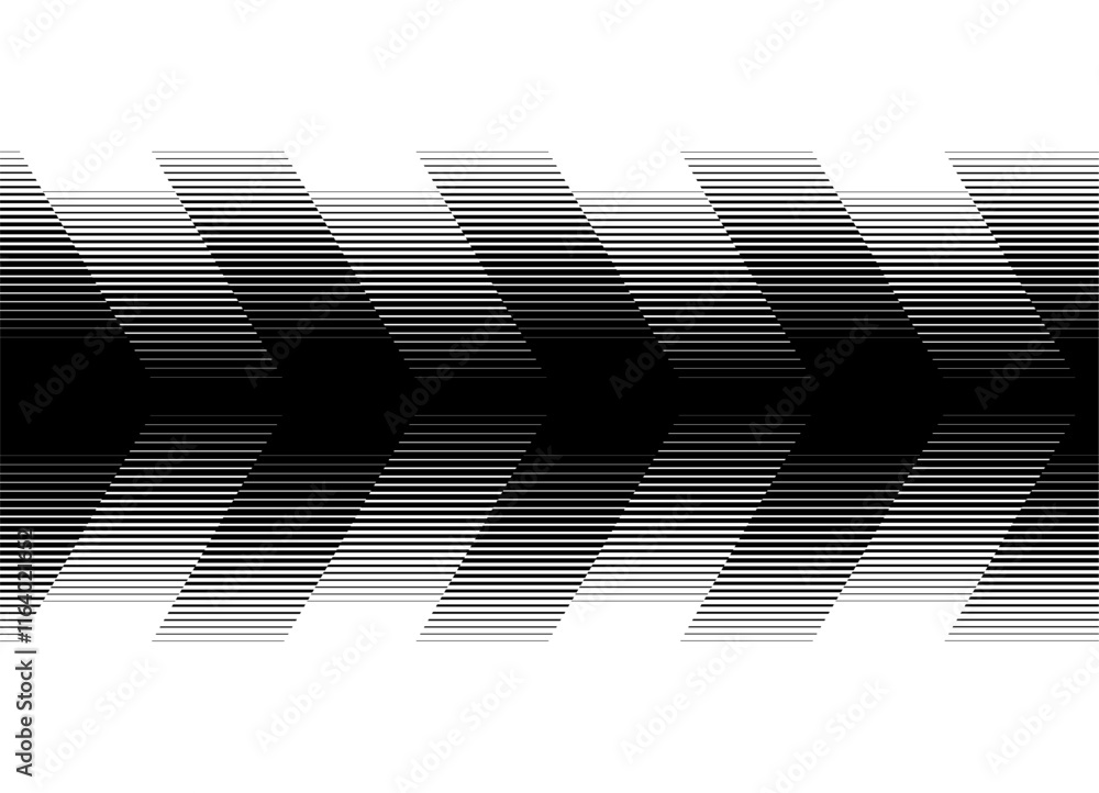Poster abstract striped stripe with arrows, black on a white background. modern vector pattern. black and w