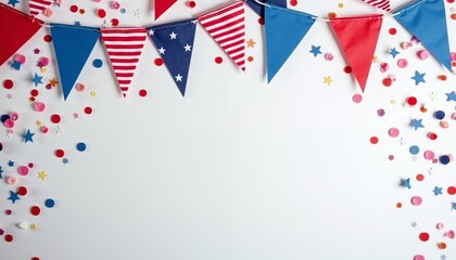Obraz premium Colorful Festive Party Decorations with Banners and Confetti