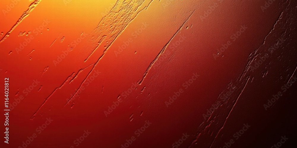 Poster Abstract gradient with textured lines in warm hues of orange and red.