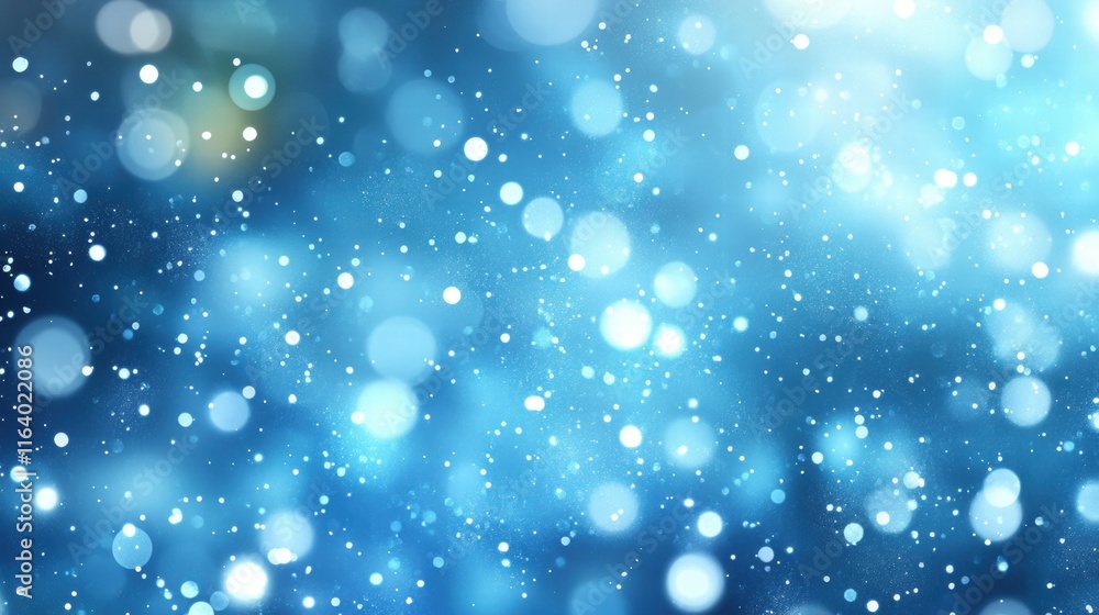 Poster A soft blue background with floating white particles, resembling snow or light bokeh effects.