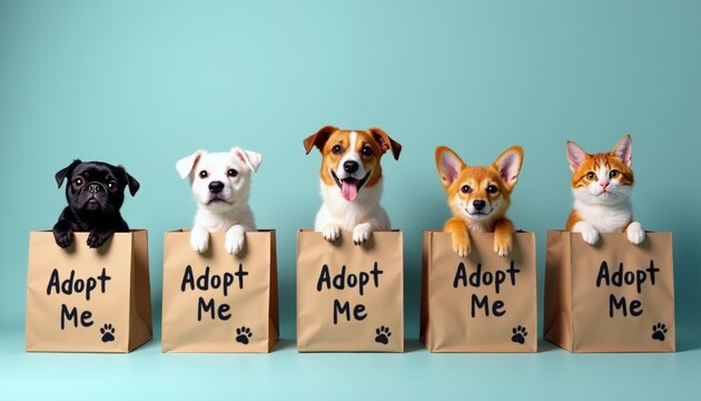 Cute Dogs and Cat in Adopt Me Boxes Ready for Adoption
