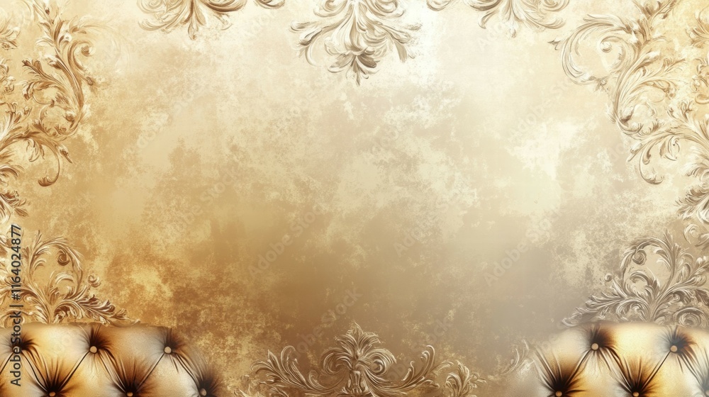 Poster a decorative golden background with ornate patterns, suitable for elegant presentations.