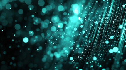 Abstract Teal Light Trails and Glowing Particles Background Digital Art