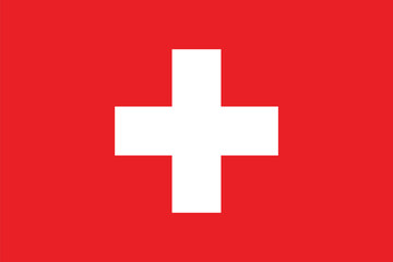 Switzerland flag, The flag of Switzerland, Flag of Switzerland national country symbol illustration Vector, Rectangle Switzerland flag illustration, Flat vector illustration
