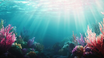 Fototapeta premium Vibrant Coral Reef with Dynamic Movement and Natural Light