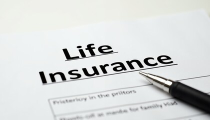 Obraz premium Life Insurance Document with Pen and Application Form