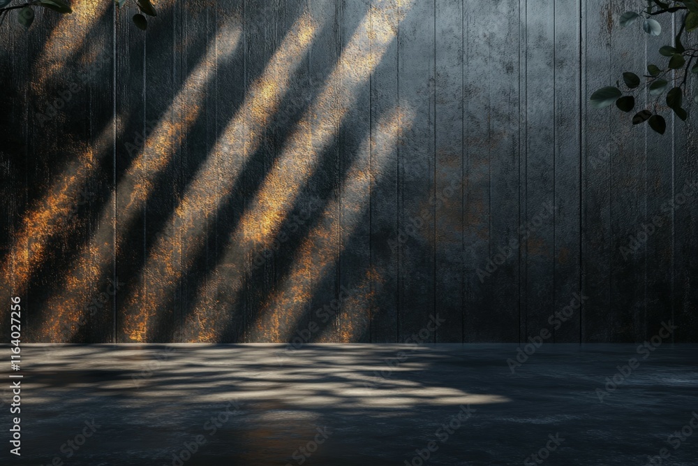 Poster A textured wall with shadows and light creating a moody atmosphere.