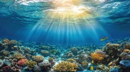 Fototapeta premium Vibrant Coral Reef with Natural Light Details