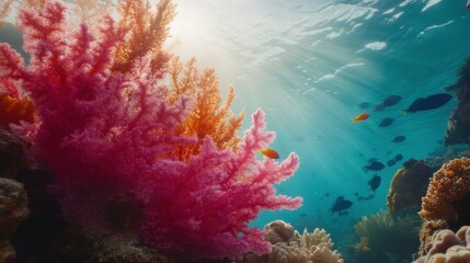 Naklejka premium Vibrant Coral Reefs in Natural Light Underwater Scene