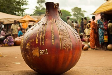 African big calabash known as "EKITA" in Luganda. It is commonly used to carry local brew on introduction ceremonies in with generative ai 