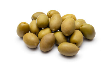 green olives on white background