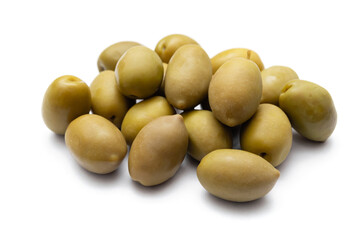 green olives on white background
