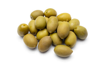 green olives on white background