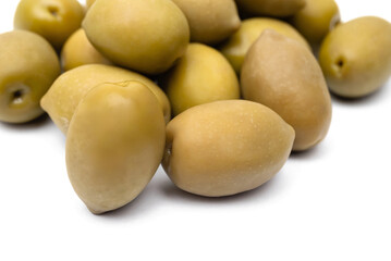green olives on white background