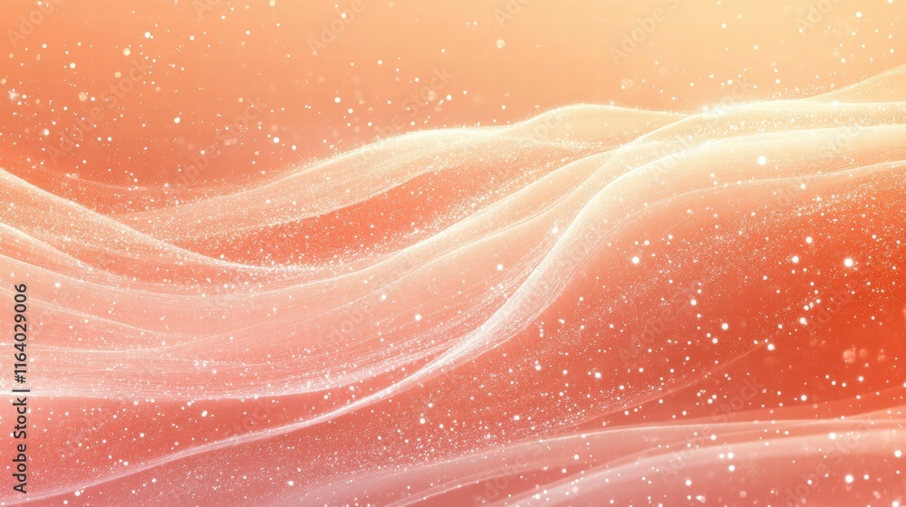 Aufkleber Abstract waves with soft gradients and sparkling elements, evoking tranquility and movement.