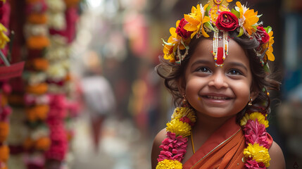 Fototapeta premium Thaipusam Hindu Rituals with Kavadi in Gold, Red, and Orange