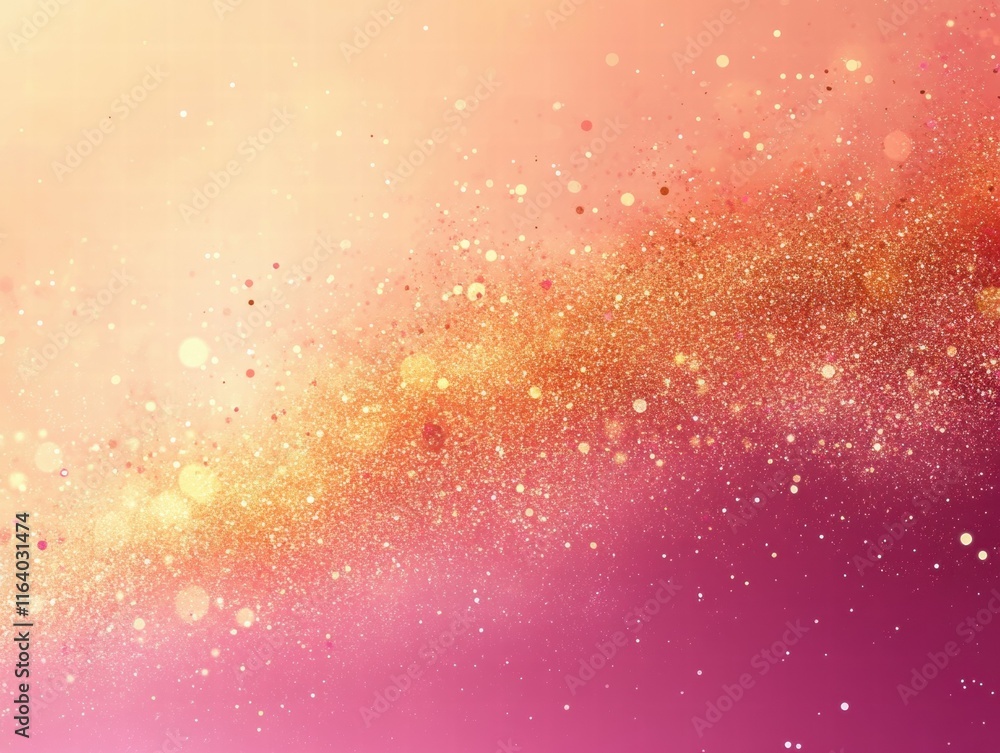 Poster A vibrant abstract background featuring a gradient of pink and gold with sparkling elements.