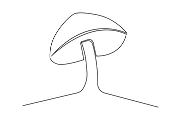 Mushroom continuous single line art and isolated outline vector illustration
