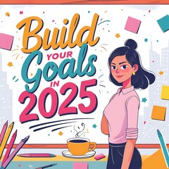 Build Your Goals in 2025 - Motivational Illustration