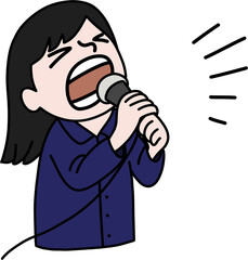 마이크 들고 소리지르는 아이