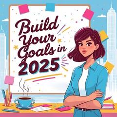 Build Your Goals in 2025 - Motivational Illustration