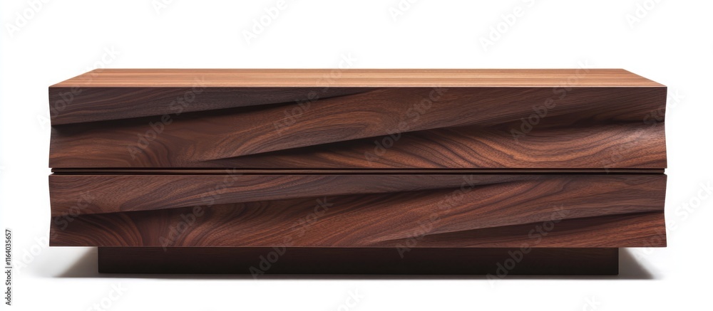 Poster stylish wooden drawer with contemporary design featuring intricate geometric patterns isolated on a 