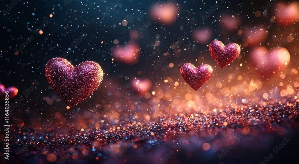 Poster valentine's day background with an abstract gradient theme, enhancing the festive mood with bokeh gl