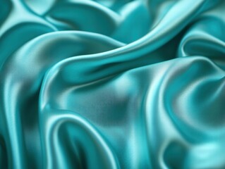 Obraz premium A close-up of luxurious teal satin fabric, showcasing its smooth texture and elegant drape.