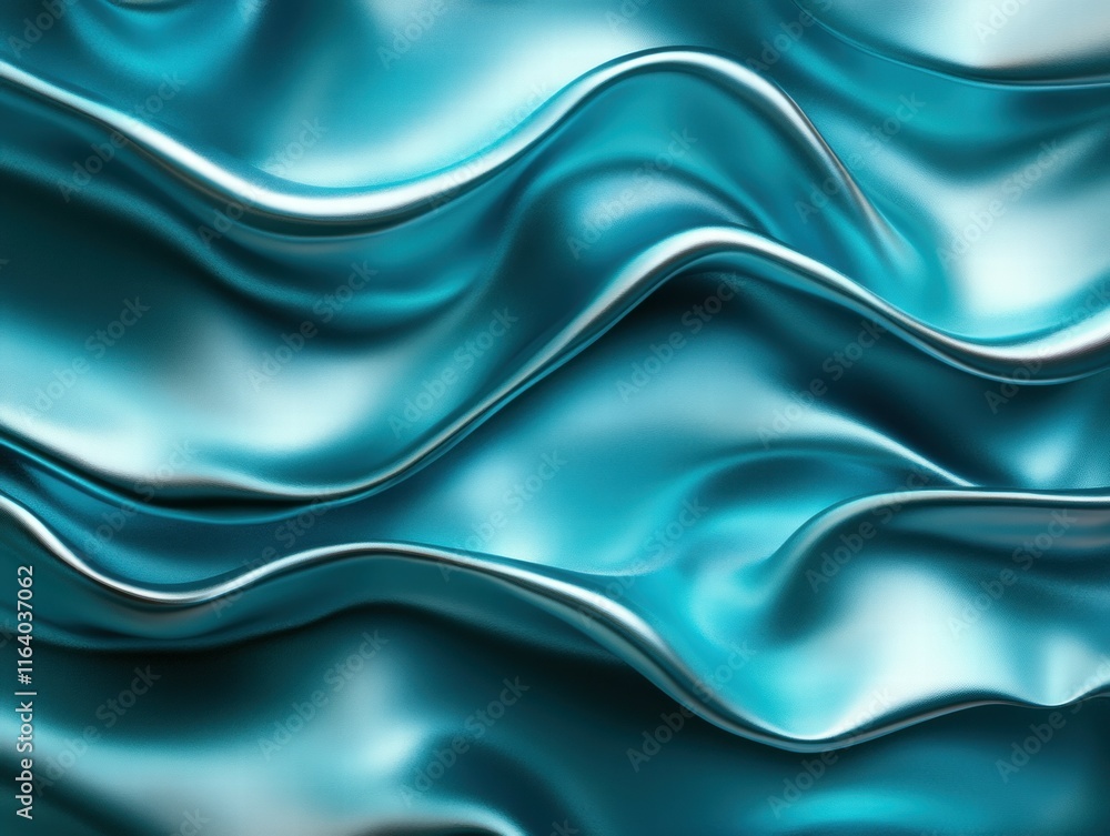Poster smooth, flowing turquoise fabric creating elegant waves and reflections.