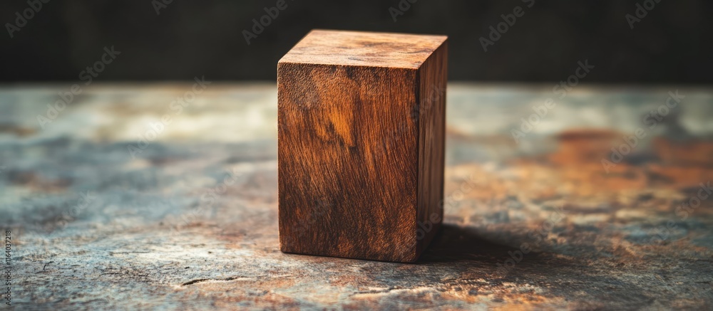 Aufkleber wooden block on rustic surface highlighting unique grain and texture for natural design and craftsma