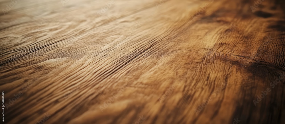 Poster rustic wooden table surface with a soft focus background creating a warm and inviting decor ambiance