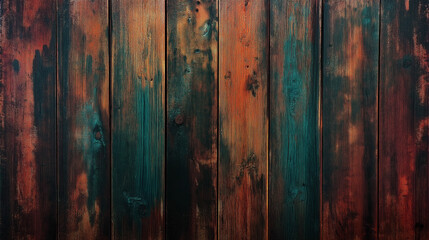 Obraz premium Distressed Wood Background with Blue and Orange Tone
