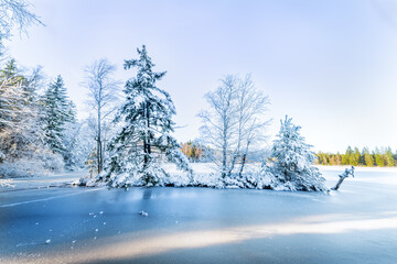 Snow winter - Preserved natural area Kladska near small west bohemian spa town Marianske Lazne (Marienbad) - Czech Republic, Europe