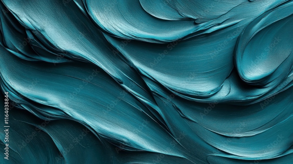 Aufkleber Abstract texture featuring flowing teal paint, emphasizing movement and depth.