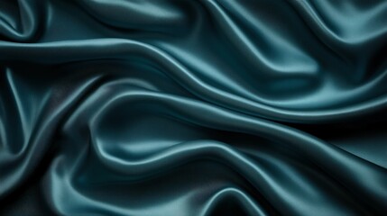 Obraz premium A close-up of luxurious teal satin fabric, showcasing its smooth, flowing texture.