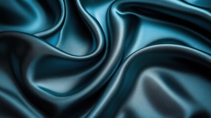 Obraz premium A close-up of smooth, dark blue satin fabric showcasing its texture and sheen.