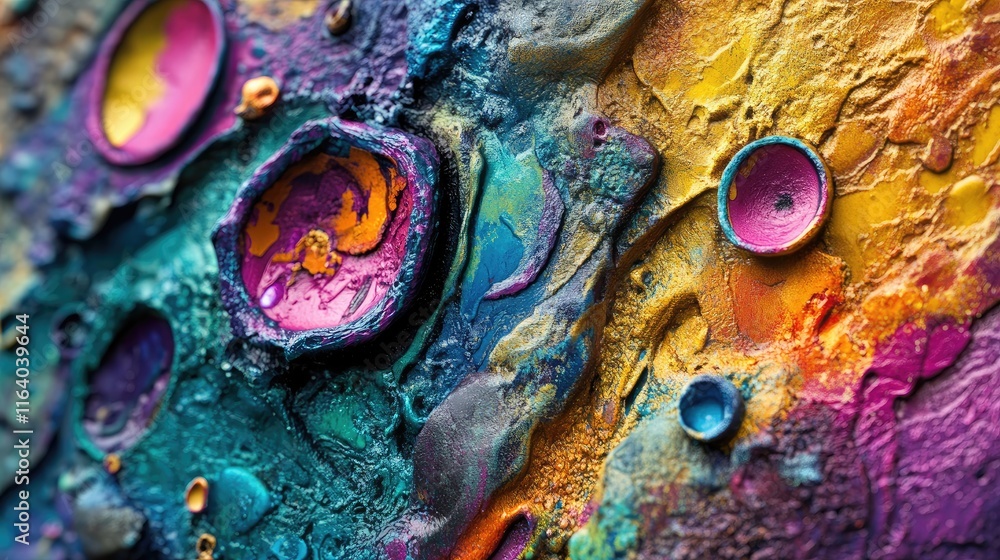 Poster vibrant abstract background featuring distinctive shapes and textures in vivid colors
