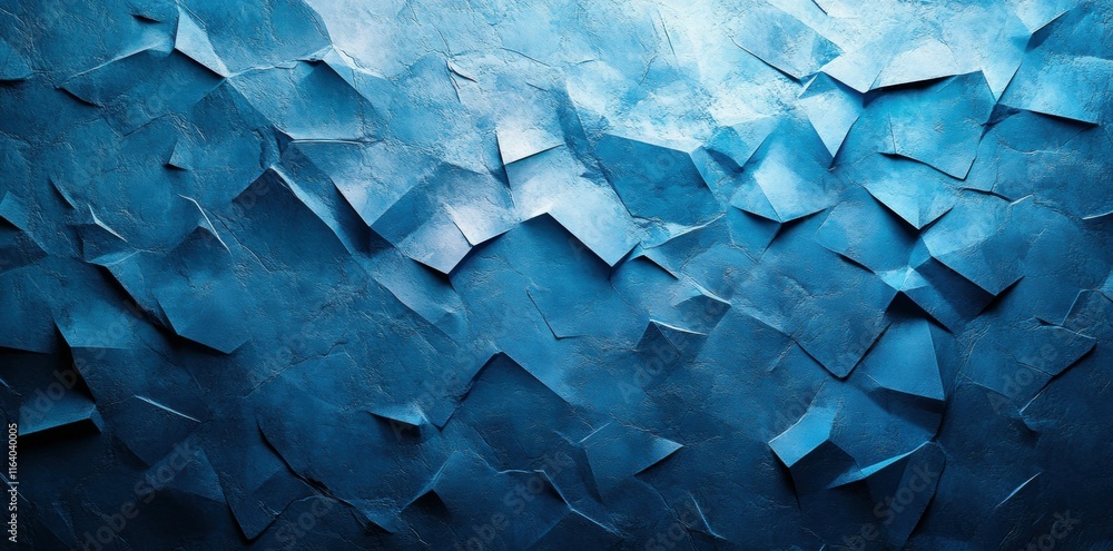 Aufkleber A textured blue surface with angular, overlapping shapes creating a dynamic visual effect.