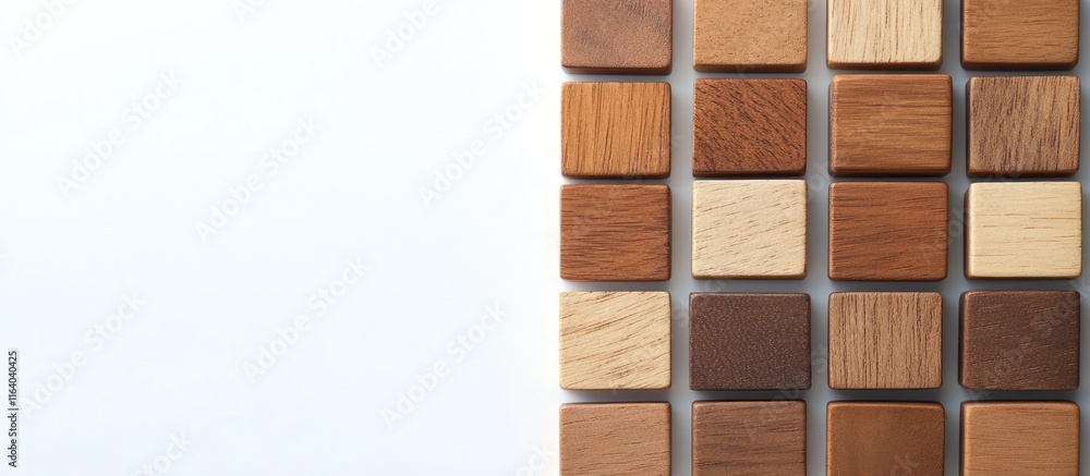Poster wooden calendar blocks arranged against a white background with empty space for text and design elem