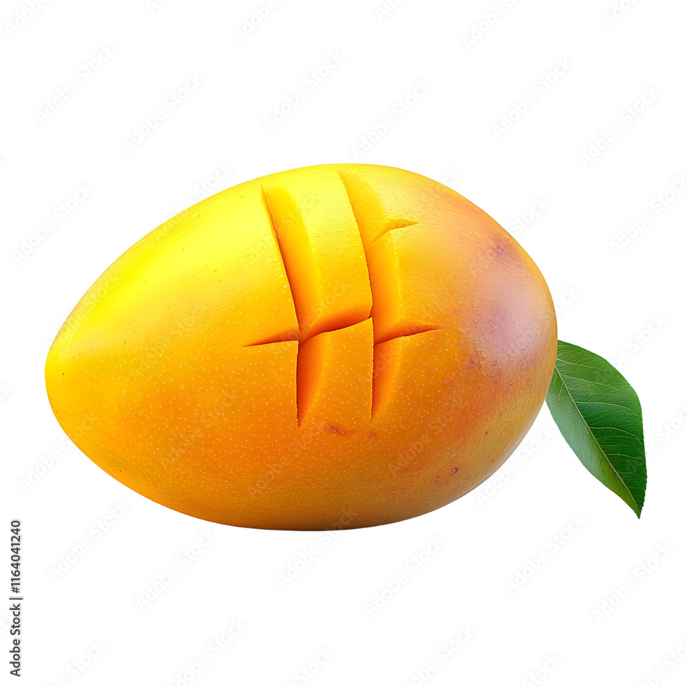 Poster ripe mango isolated on transparent background generative ai.