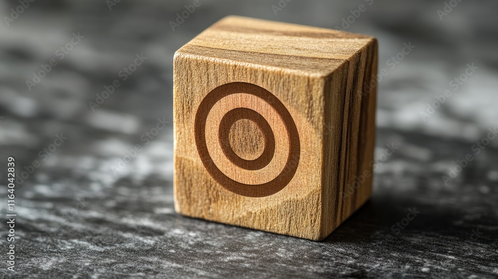 Poster wooden block with target icon symbolizing business goals strategy and key performance indicators for