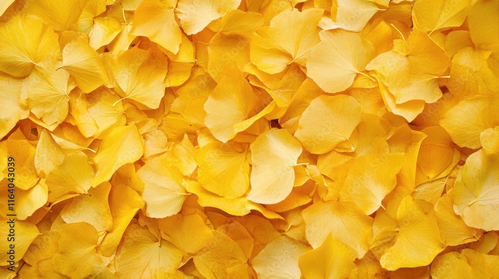 Poster vibrant yellow flower petals creating a colorful autumn background with a macro perspective highligh
