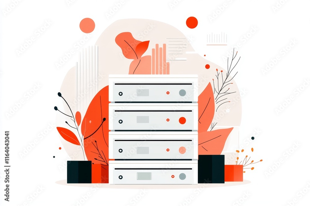 Fototapete a minimalist flat icon of a server stack glowing softly, symbolizing data storage and it infrastruct