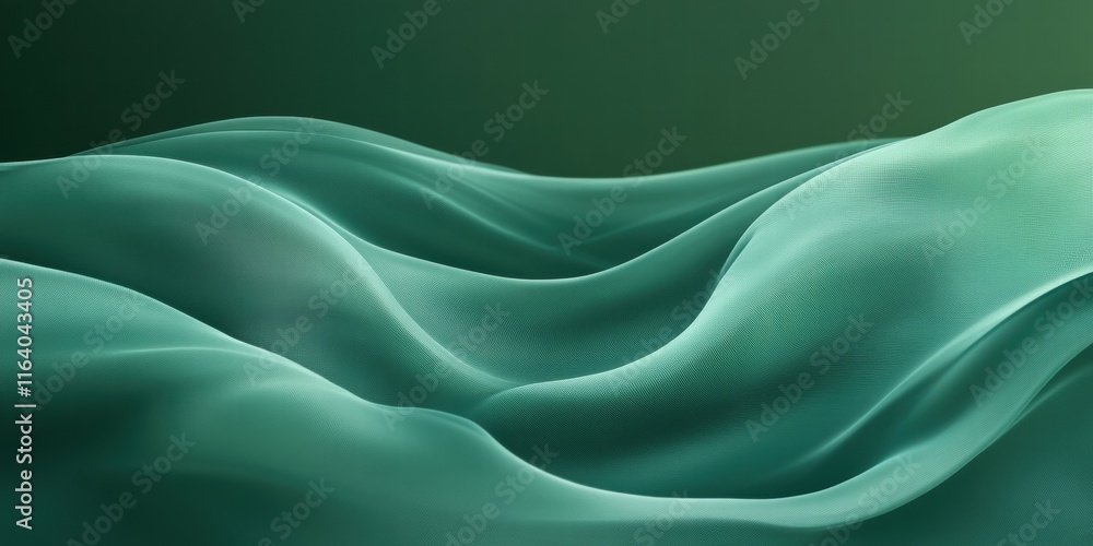 Poster Abstract waves in soft green hues create a tranquil, flowing visual effect.