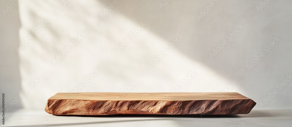 Poster natural wooden table top on a plain background perfect for product presentation and styling with sof