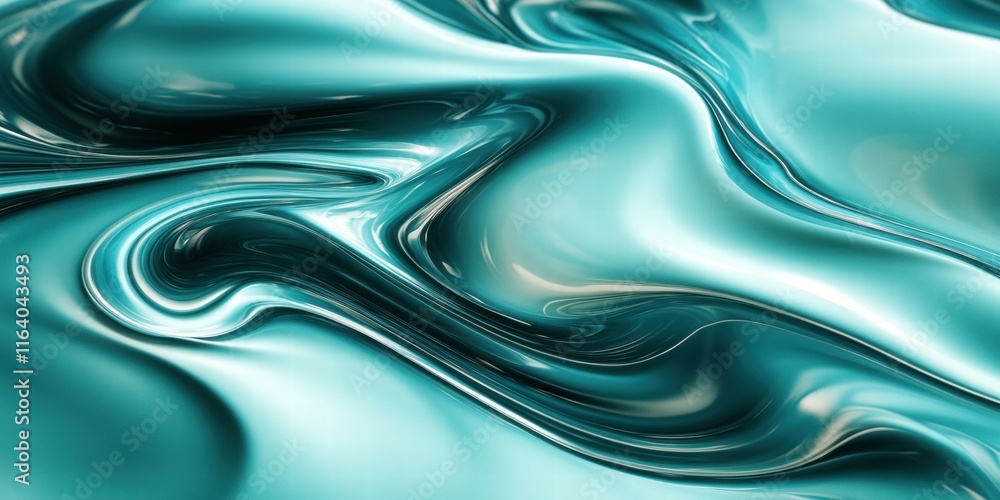 Poster a smooth, flowing abstract design in teal tones, evoking fluidity and motion.