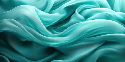 Fototapeta premium A flowing teal fabric creating a soft, elegant texture and visual depth.