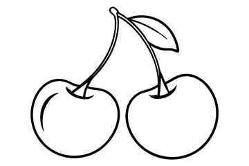 Cherries Line Art Illustration SVG - Minimalist Fruit Drawing