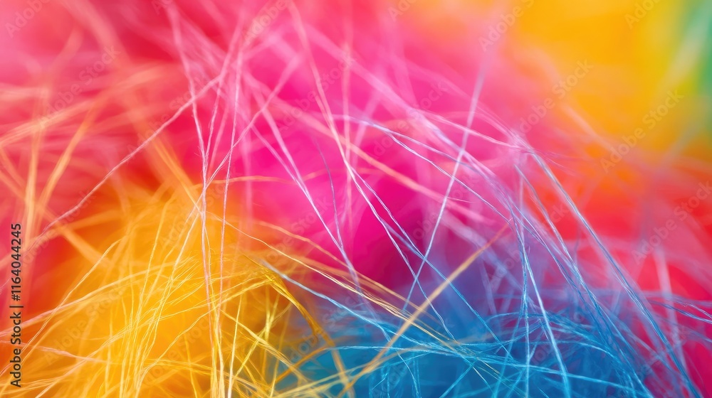 Poster vibrant macro close-up of colorful fibers showcasing abstract patterns and textures in bright shades