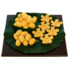 Thai Dessert , Thong Yod , Thong Yip , Med KanoonClipart On transparent background , 3D Rendering
